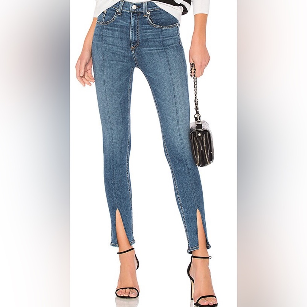 rag & bone /JEAN Yuki Bond Bar Skinny Front Slit Split Hem Blue Jeans Women's 28